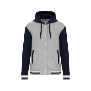 Kariban Uniszex kapucnis pul�ver, Oxford Grey/Navy/Whi