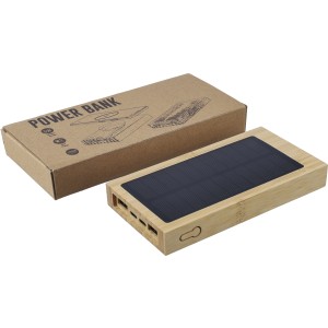 Napelemes powerbank, bambusz, barna