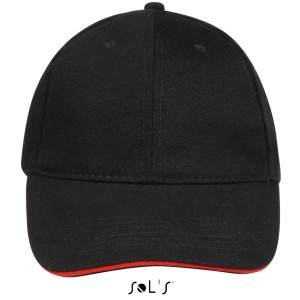 Sols Buffalo 6 paneles baseballsapka, Black/Red